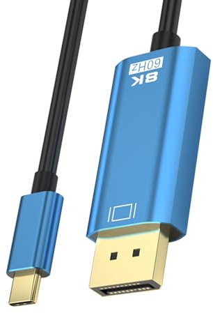 Jiawu Câble DisplayPort HDR de Type C à 8K/60Hz, Choix Fiable pour le Montage Vidéo, Téléphone Portable pour la Surveillance