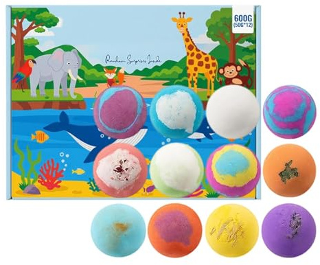 Sprudelbad-Kugel Mit Spielzeug im Inneren 12 Stück Bunte Sanfte | Sprudelkugel-Set Badespielzeug für Kinder Mädchen Badewanne Kindertag Geburtstag