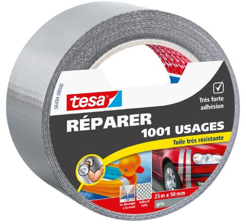 tesa extra Power Standard - Ruban Adhésif Toilé pour Réparations, Fixation, Regroupement, Étanchéité ou Emballage - Gris - 25 m x 50 mm