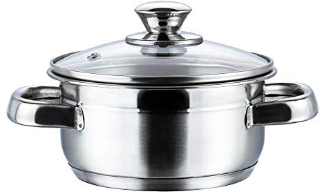 Vinod Bremen Stainless Steel Saucepot with Glass Lid 3 Litre, 20 cm | 2.5mm Thick Base | Riveted Sturdy Handle | 2 Year Warranty | Induction and Gas Base - Silver
