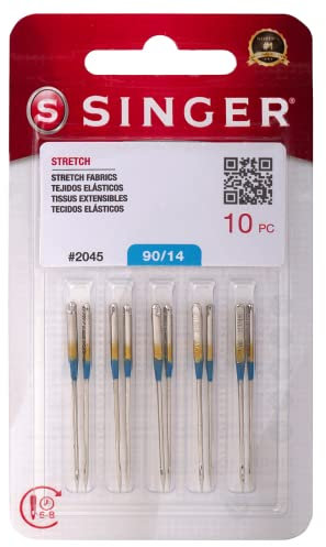 5 Singer 2045 Universal-Nähmaschinennadeln (15 x 1, HAX1, 130/705H), Kugelspitze, Gelbband, mehrere Größen (Singer 90/14)