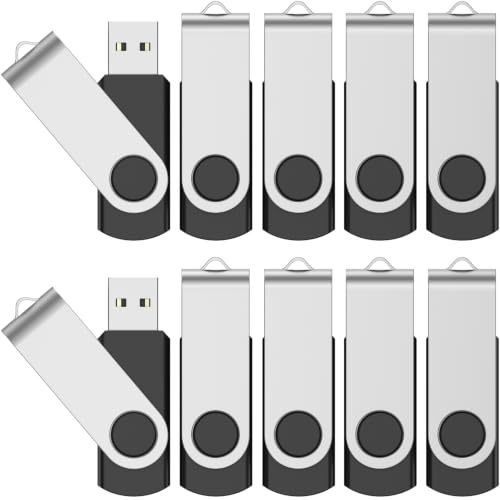 10 Piezas Pendrives 256MB Memoria USB 2.0 Negro Giratorio USB Flash Drive Pequeña Capacidad 256 MB Pen Drive para Regalo Promocional Llave USB Almacenamiento con 10 Unidades Cuerdas by FEBNISCTE