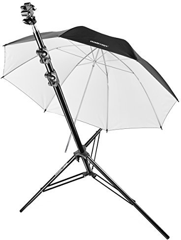 Walimex Pro Blitzhalter Set (Systemblitzhalterung, Reflexschirm und Lampenstativ)