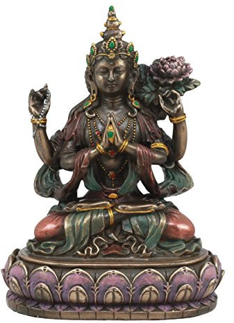 Avalokiteshvara Kuan Yin Mitgefühl aller Buddhas sitzend in harmonischen Meditation Figur Skulptur