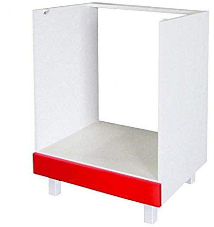 Berlioz Creations CF6BR Unterschrank für Küche mit Backofen, in rotem Hochglanz, 60 x 52 x 83 cm, 100 Prozent französische Herstellung