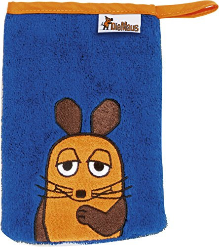 Playshoes Unisex-Kinder 340090 Frottee-Waschhandschuh DIE Maus, 11-Marine, 15x20 cm