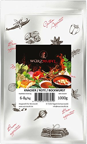 Knacker-, Krainer-, Rote-, Bockwurst-, Gewürzzubereitung. Zusatzstofffreie Gewürzmischung für Brühwürstchen. Beutel: 1000g. (1KG).