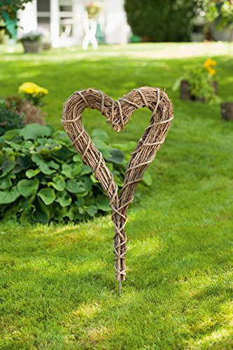 Dekoleidenschaft Gartenstecker Herz aus Zweigen, rustikal, 90 cm hoch, Blumenstecker, Beetstecker, Dekostecker, Balkon & Garten-Deko für Draußen