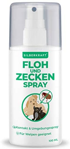 Silberkraft Floh- & Zeckenspray 100 ml – Spray gegen Zecken & Flöhe bei Hunden & Katzen – Repellent zur Fellpflege & Tierumgebung – Gebrauchsfertig