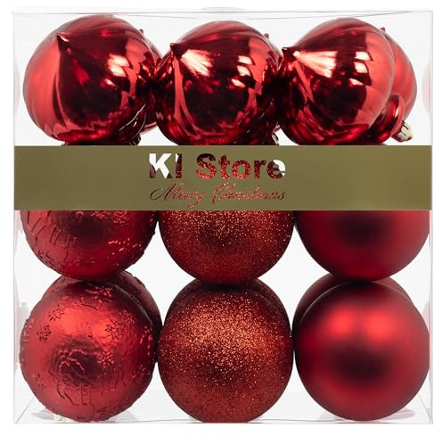 Busybee weihnachtskugeln 18 Stücke 8CM Ornamente für Weihnachtsbaum rot Christbaumkugeln Weihnachtsdekoration Kugeln