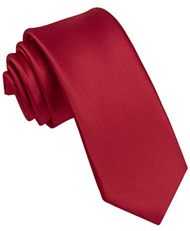JEMYGINS Schmale Herren Krawatte einfarbig in verschiedenen Farben 6cm (Dunkelrot2)