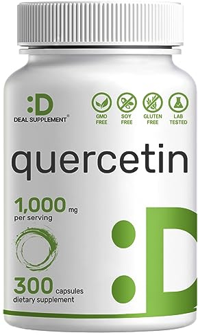 DEAL SUPPLEMENT Quercetin 1,000mg Per Serving, 300 Capsules – Healthy Immune Support Supplements, High Bioavailable Flavonoids, Natural Antioxidant – Non-GMO, Soy Free, No Gluten