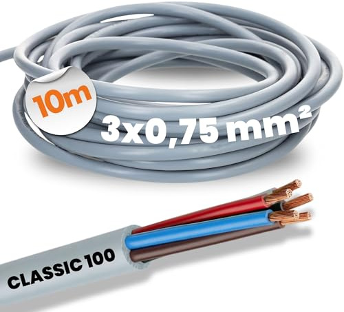 Lapp 10m Ölflex Classic 100 Steuerleitung 3x0,75 mm² PVC Kabel 3-adrig | Farbcodierte flexible Leitung ohne Schutzleiter, Meterware für Elektrowerkzeuge & Installation, Ölbeständig, Grau RAL 7001