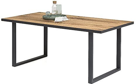 Esstisch Tisch Janne 160x100cm Alteiche furniert Graphitgrau Metallgestell NEU