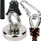 SENSEI Set 80 kg, N52 Neodym-Magnet mit Öse, Ø4,8 x H1,2 cm, Segelseil 25 m, Schutzhandschuhe + Zubehör, Set mit Ösenmagnet zum Magnetfischen im Wasser