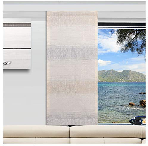 SeGaTeX home fashion Caravan-Flächenvorhang Nevio| Höhe 40 –120 cm Nach Maß | grau-beige Flächengardine für Caravan Wohnwagen Wohnmobil