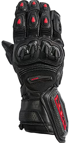 FLM Motorradhandschuhe lang Motorrad Handschuh Lemans XT Racing Lederhandschuh lang schwarz 7,5, Herren, Sportler, Ganzjährig