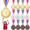 Medaillen Kindergeburtstag 4 Set, Nizirioo Metall Medaille Gewinner Medaillen 3 Stück Gold Silber Bronzer Medaille, Goldmedaillen für Kinder Party Spiele Sports Fussball Pokal Wettbewerb Mitgebsel