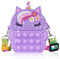 Ainiv Pop Push It Tasche Handtasche, Pop Tasche, 2 in 1 Fidget Toys Taschen Umhängetasche mit Längenverstellbarem Tragegurt, Einhorn Fidget, Anti Stress Spielzeug Schultertasche für Kinder (Veilchen)