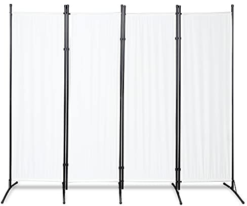 Tubiaz Paravent 200 x 170 cm Raumteiler Groß Garten Stellwand Trennwand Balkon Sichtschutz, 4 Teilig, Paravent für Büros, Balkon - Beige