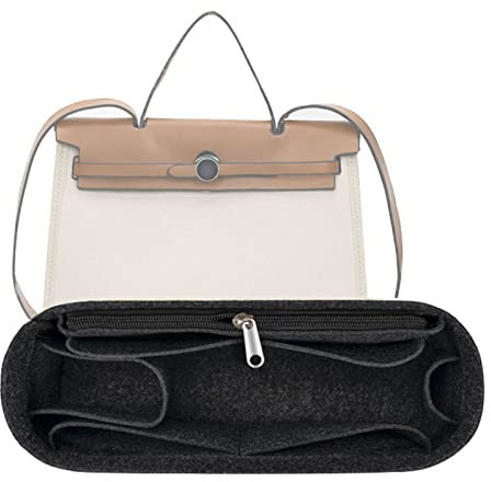 Lckaey Handtaschen-Einsatz-Organizer für Herbag-Organizer, 39 Taschen, Geldbörse, 1011 dunkelgrau, 37,5 x 13 x 17 cm