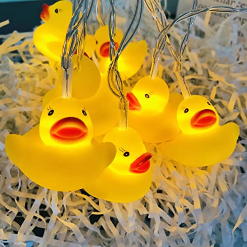 Riaxuebiy Cute Yellow Duck String Lights Duck Shape Light Hanging Duck Lanterns Fairy Light 9.8FT 20LED Battery Operated for Party Holiday Christmas Decorative (20LED, Yellow Duck)