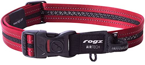 Rogz Airtech Classic Hundehalsband, groß, Rock Red