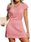 CUPSHE Women's Crochet Cover Up Swim Beach Button Short Sleeve Mini Dress Beachwear Pink S