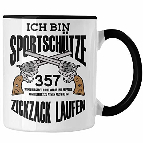 Trendation - Lustige Schießen-Tasse für Sportschützen Geschenk (Schwarz)