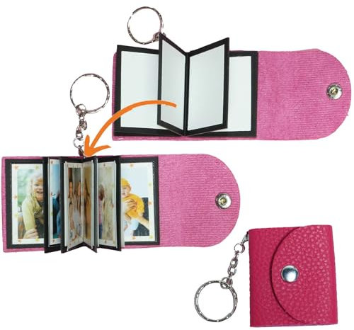 Mini-Fotoalbum mit Schlüsselanhänger, DIY Kleines, benutzerdefiniertes Leder-Fotogedächtnis, Schlüsselring Bild Schlüsselanhänger, Personalized Kleines Taschen Foto-Schlüssel Zubehör für Familie,Paare