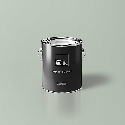 New Walls Premium Wandfarbe Grün, Salbei Liquid Luxury Dispersionsfarbe für Innenräume – 2,5 L