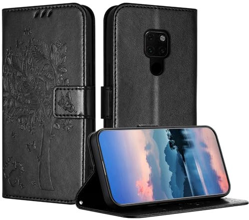 JayModCase Hülle für Huawei Mate 20X, Leder Klapphülle Schutzhülle mit [Kartenfach] [Standfunktion] [Magnetverschluss] Handyhülle Kompatibel mit Huawei Mate 20X - Schwarz