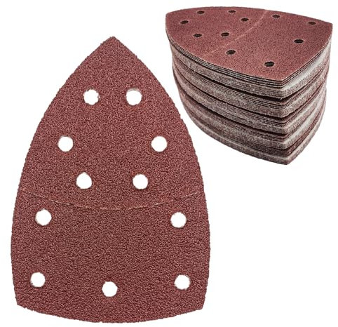 50 Stück Schleifpapier Dreieckschleifer 11-Loch Schleifpads 40 Körnung Klett Schleifpapier Mouse Schleifpapier Schleifblätter für Dreieckschleifer 155 x 108 mm
