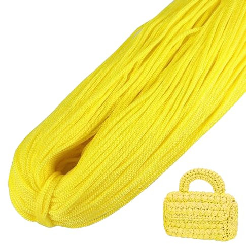 LEREATI Polyester Garn, Makramee Garn 3mm x 200m Polyester-Seil Polypropylen-Kordel Makramee Schnur Geflochten für Handtasche, Häkeltasche, Strickwaren, Wohndekorationen (Gelb)