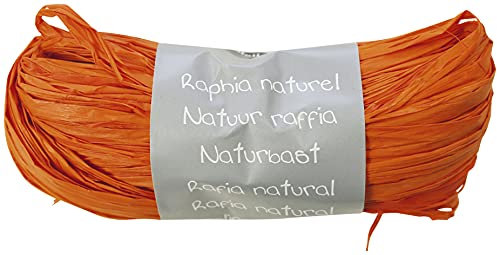 Clairefontaine 196058Cpack - Packung 8 Geschenkband - Spule aus natürlichem Bast 50g, ca. 1,50 m, Geeignet für Bastelaktivität und DIY, Orange, 1 Pack