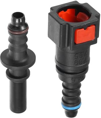 A ABSOPRO Car Fuel Line Hose Quick Release Connector Kit Straight 5/16 7.89mm SAE to 1/4 6mm Disconnect Hose Plastic Red