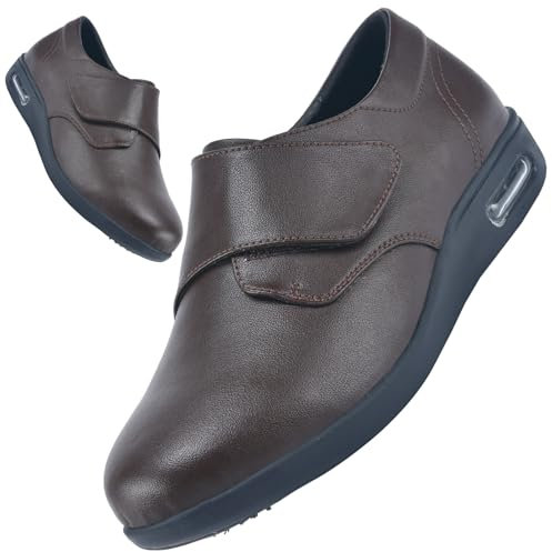 AEHO Chaussure pour Pied Gonflé Chaussure Pied Large Femme en Cuir Chaussure Pied Large Femme en Cuir Chaussure pour Pied Gonflé,Marron,40 EU