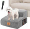 MASTERTOP Dog Steps for Bed, 2-Step Dog Steps for Sofa, Waterproof Pet Ramp with Non-Slip Removable Cover, High Density Foam Dogs Stairs for Small Older Injured Dogs & Cats - Grey, 40x40x30cm