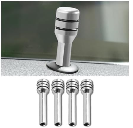 JNNJ 4 Pièces Couvercle Bouton Verrouillage Porte De Voiture, Voiture Bouton Verrouillage Porte Intérieure Couvercle Broches, Bouton Serrure Porte Voiture, Universel Accessoires D'intérieur(Argent)