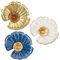 Hollyone 11 Gold Wall Décor Pack of 3 Metal Lotus Leaf Plate Blue White Wall Art Modern Accent Hanging Wall Decorations for Home Office Bedroom Living Room Wall Sculptures