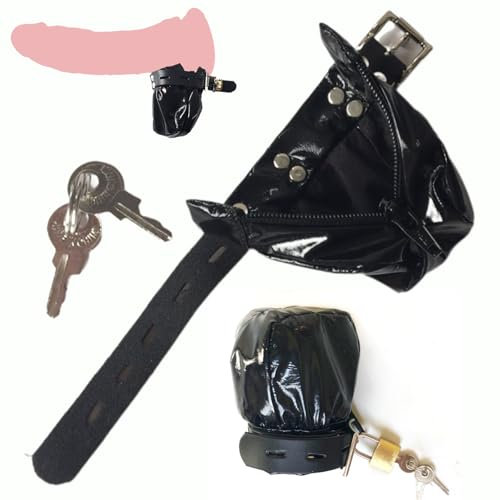 Soarvlorfy 2 in 1 BDSM Bondage Cockring Cock Strap Hodenring und Abschließbar Leder Ball Stretcher Hodensack Strecken Einstellbar Hodenstrecker Penisring für Penis und Hoden