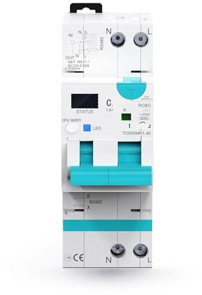 IONQXIDLD Disjoncteur Intelligent réglable, disjoncteur à Courant résiduel avec Protection Contre Les surintensités et Les fuites, 20A 40A(1-20A Adjustable)