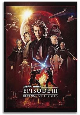 MINZEEZ Star Wars Episode III – Revenge of The Sith Vintage-Film-Poster, Design, Horror-Film, Leinwandkunst, 30,5 x 45,7 cm, ungerahmt für Schlafzimmer, Wand
