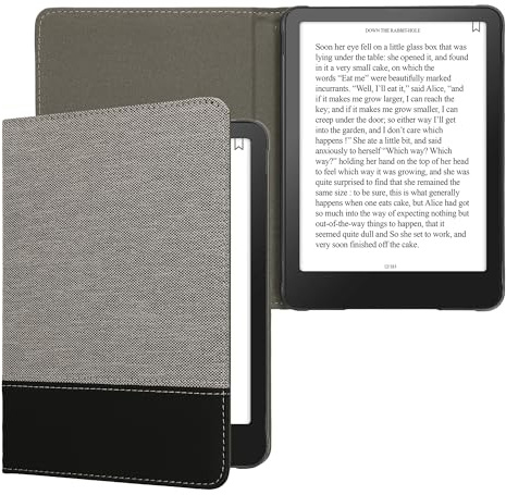kwmobile Hülle kompatibel mit Amazon Kindle Paperwhite (2024)/Colorsoft - Canvas eReader Schutzhülle Cover Case - Dunkelgrau Schwarz