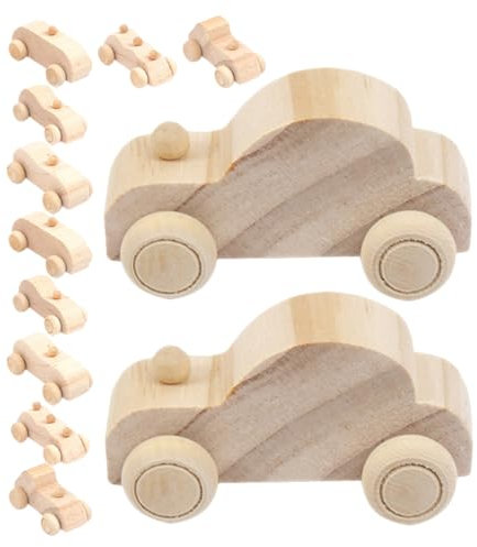 Abaodam 12stücke Teiliges Unfertige Holzautos Diy-automodell Spielzeug Zum Selbermachen Auto-graffiti Zum Malen Bastelset Für Junge Mädchen