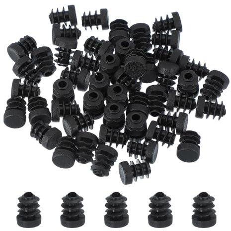 PATIKIL 1/2 Inch Plastic Tubing End Caps, 50 Pcs Round Hole Plug Insert for Round Iron Pipe Chair Leg Table Bookshelves Patio Furniture, Black