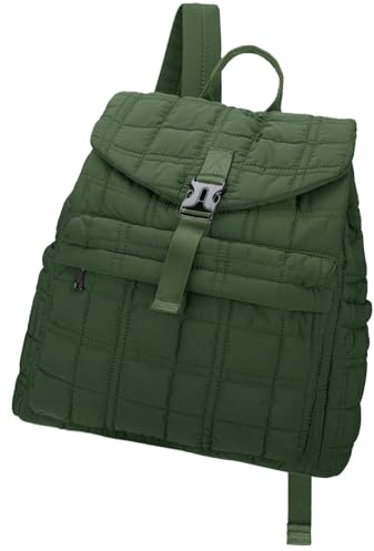 RAVUO Damen Rucksack, Puffy Leicht Cityrucksack Rucksacktasche Diebstahlsichere Damenrucksack Modern Sportlich Tagesrucksack Womens Backpack, Grün