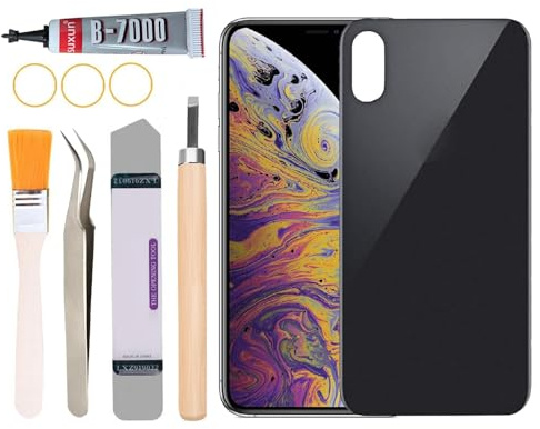 Yuntunele Back Glass Replacement for iPhone Xs Max All Carriers with Professional Repair Tool Kit (Black)