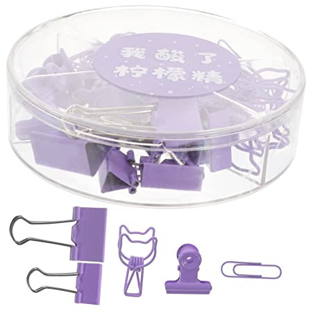 HAPINARY Decorative Office Stationery Binder Clips and Paper Clips Multi-Function Office Supplies Metal