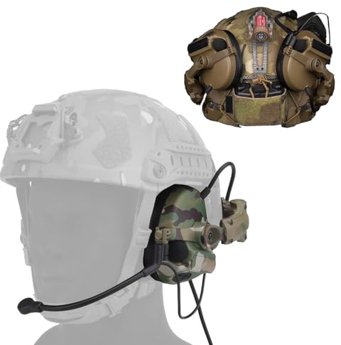 TACWJDM Taktisches Headset Für Outdoor-Sport, Hochfrequenz-Geräuschunterdrückung Und Tonaufnahme, Silikon-Ohrmuscheln, Gehörschutz, Kabelgebundene Kopfhörer, Ideal Für Schießstände/Jagd(CK)